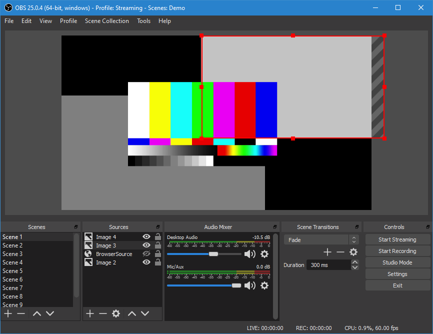 OBS Studio, a popular, free, open-source software vision mixer.