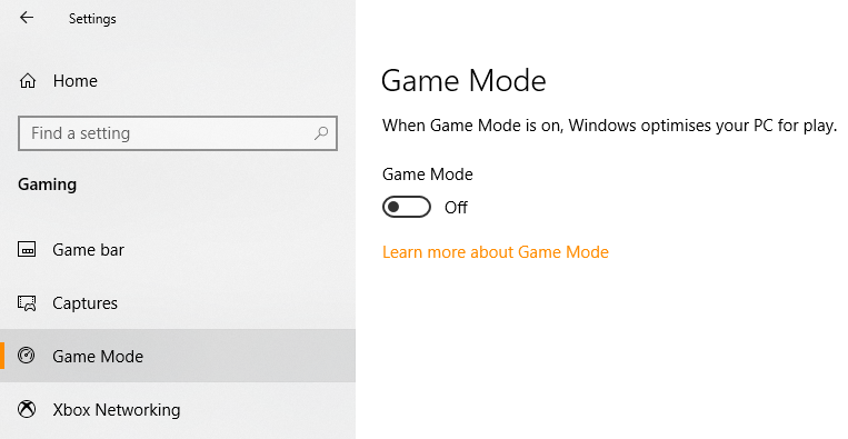 windows 10 game mode