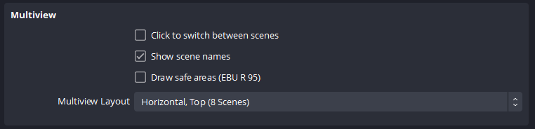  The settings for multiviews in OBS