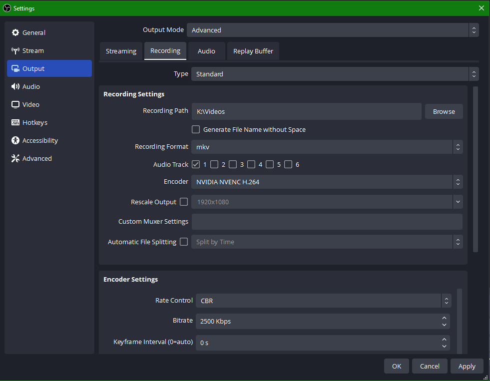 Standard Recording Output Guide | OBS