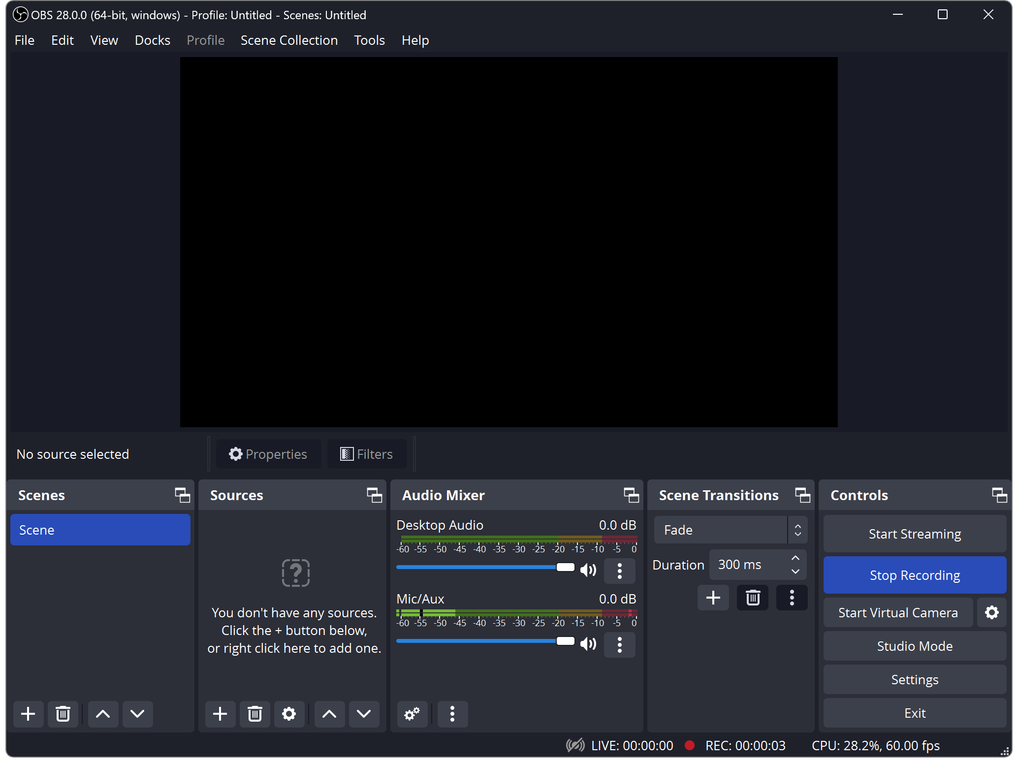 OBS Studio's main window showing the Yami theme