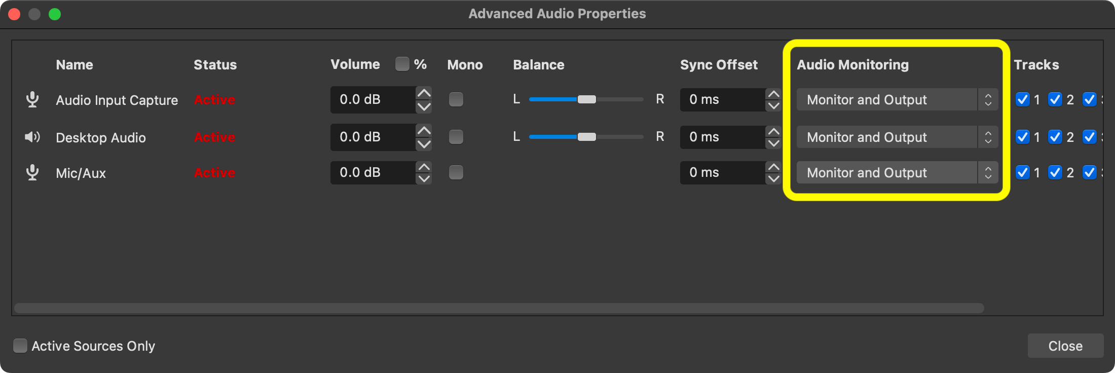 Changing monitoring to Monitor and Output