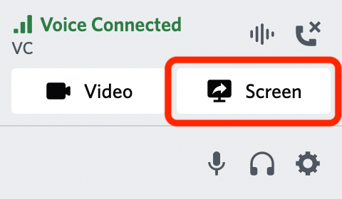 Screen button in voice channel