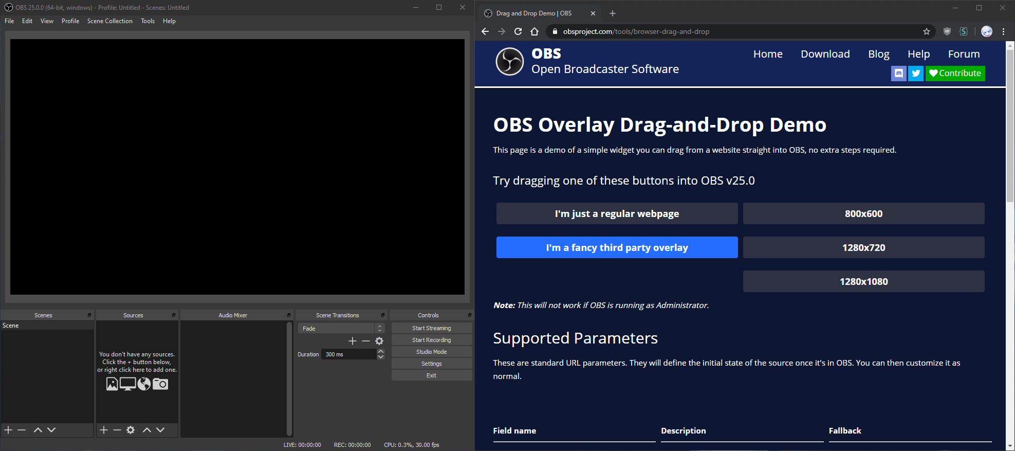 Drag And Drop Demo OBS